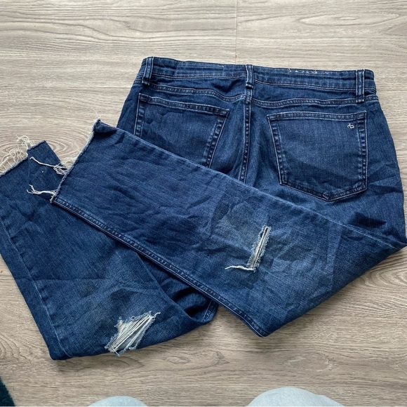 Rag & Bone Dre Low-Rise Slim Boyfriend Jean Emory Size 28 Distressed Raw Hem - Picture 10 of 11